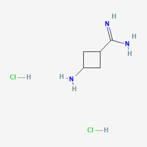 molecular formula C5H13Cl2N3 B13520657 (1r,3r)-3-Aminocyclobutane-1-carboximidamide dihydrochloride 