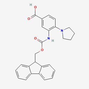 molecular formula C26H24N2O4 B13520667 3-({[(9H-fluoren-9-yl)methoxy]carbonyl}amino)-4-(pyrrolidin-1-yl)benzoic acid 