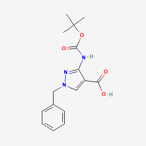 molecular formula C16H19N3O4 B13520699 1-benzyl-3-{[(tert-butoxy)carbonyl]amino}-1H-pyrazole-4-carboxylic acid 