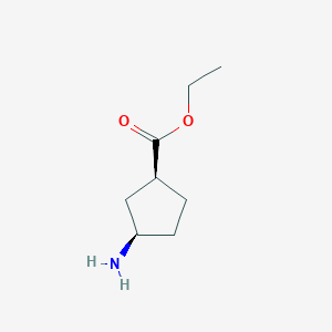 molecular formula C8H15NO2 B13520729 (1S,3r)-ethyl3-aminocyclopentanecarboxylate 