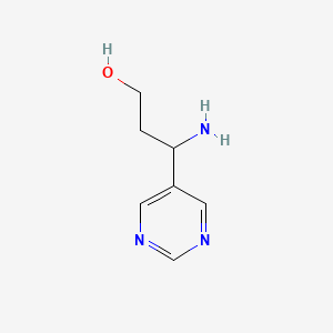 molecular formula C7H11N3O B13520751 3-Amino-3-(pyrimidin-5-yl)propan-1-ol 