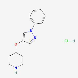 molecular formula C14H18ClN3O B13520752 4-[(1-phenyl-1H-pyrazol-4-yl)oxy]piperidinehydrochloride 