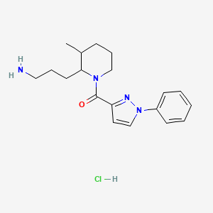 molecular formula C19H27ClN4O B13520811 3-[3-methyl-1-(1-phenyl-1H-pyrazole-3-carbonyl)piperidin-2-yl]propan-1-aminehydrochloride,Mixtureofdiastereomers 