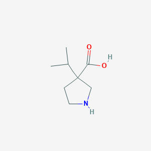 molecular formula C8H15NO2 B13520852 3-(Propan-2-yl)pyrrolidine-3-carboxylicacid 