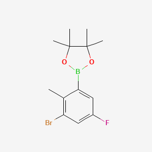 molecular formula C13H17BBrFO2 B13520870 2-(3-Bromo-5-fluoro-2-methylphenyl)-4,4,5,5-tetramethyl-1,3,2-dioxaborolane 