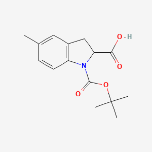 molecular formula C15H19NO4 B13520921 1-[(tert-butoxy)carbonyl]-5-methyl-2,3-dihydro-1H-indole-2-carboxylic acid 