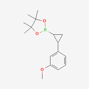 molecular formula C16H23BO3 B13520951 2-[2-(3-Methoxyphenyl)cyclopropyl]-4,4,5,5-tetramethyl-1,3,2-dioxaborolane 