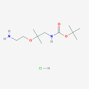 molecular formula C11H25ClN2O3 B13520952 tert-butylN-[2-(2-aminoethoxy)-2-methylpropyl]carbamatehydrochloride 