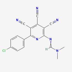 molecular formula C17H11ClN6 B1352098 N'-[6-(4-chlorophenyl)-3,4,5-tricyano-2-pyridinyl]-N,N-dimethyliminoformamide 