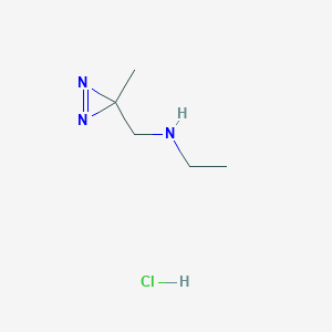 molecular formula C5H12ClN3 B13521078 ethyl[(3-methyl-3H-diazirin-3-yl)methyl]aminehydrochloride 