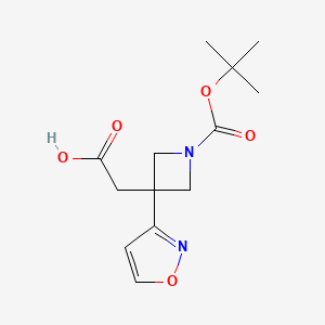 molecular formula C13H18N2O5 B13521196 2-{1-[(Tert-butoxy)carbonyl]-3-(1,2-oxazol-3-yl)azetidin-3-yl}aceticacid 