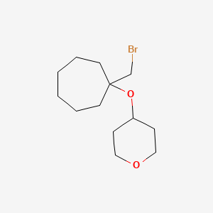 molecular formula C13H23BrO2 B13521335 4-((1-(Bromomethyl)cycloheptyl)oxy)tetrahydro-2h-pyran 