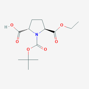 molecular formula C13H21NO6 B13521350 1-[(Tert-butoxy)carbonyl]-5-(ethoxycarbonyl)pyrrolidine-2-carboxylic acid 