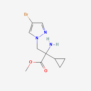 molecular formula C10H14BrN3O2 B13521431 Methyl 2-amino-3-(4-bromo-1h-pyrazol-1-yl)-2-cyclopropylpropanoate 