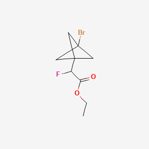 molecular formula C9H12BrFO2 B13521487 Ethyl 2-{3-bromobicyclo[1.1.1]pentan-1-yl}-2-fluoroacetate 