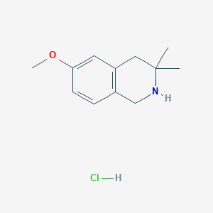 molecular formula C12H18ClNO B13521536 6-Methoxy-3,3-dimethyl-1,2,3,4-tetrahydroisoquinolinehydrochloride 