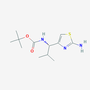 molecular formula C12H21N3O2S B13521540 tert-butylN-[(1S)-1-(2-amino-1,3-thiazol-4-yl)-2-methylpropyl]carbamate 