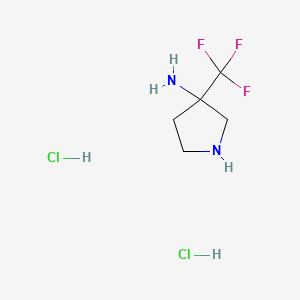 molecular formula C5H11Cl2F3N2 B13521625 3-(Trifluoromethyl)pyrrolidin-3-aminedihydrochloride 