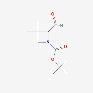 molecular formula C11H19NO3 B13521653 Tert-butyl2-formyl-3,3-dimethylazetidine-1-carboxylate 