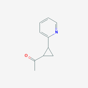 molecular formula C10H11NO B13521718 1-(2-(Pyridin-2-yl)cyclopropyl)ethan-1-one 