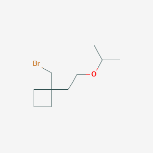 molecular formula C10H19BrO B13521729 1-(Bromomethyl)-1-(2-isopropoxyethyl)cyclobutane 