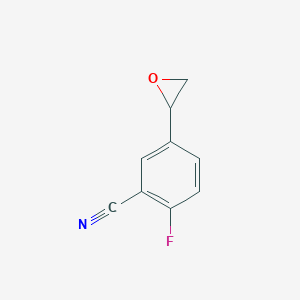 molecular formula C9H6FNO B13521985 2-Fluoro-5-(oxiran-2-yl)benzonitrile 