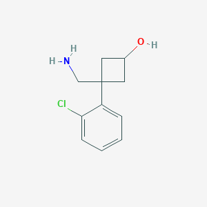 molecular formula C11H14ClNO B13522103 3-(Aminomethyl)-3-(2-chlorophenyl)cyclobutan-1-ol 