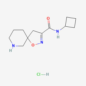 molecular formula C12H20ClN3O2 B13522145 N-cyclobutyl-1-oxa-2,7-diazaspiro[4.5]dec-2-ene-3-carboxamidehydrochloride 