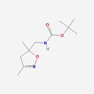 molecular formula C11H20N2O3 B13522328 tert-butylN-[(3,5-dimethyl-4,5-dihydro-1,2-oxazol-5-yl)methyl]carbamate 