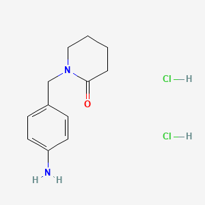 molecular formula C12H18Cl2N2O B13522401 1-[(4-Aminophenyl)methyl]piperidin-2-onedihydrochloride 