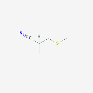 molecular formula C5H9NS B13522458 2-Methyl-3-(methylthio)propanenitrile 