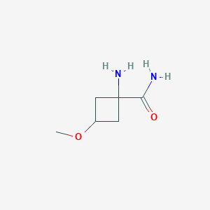 molecular formula C6H12N2O2 B13522482 1-Amino-3-methoxycyclobutane-1-carboxamide 