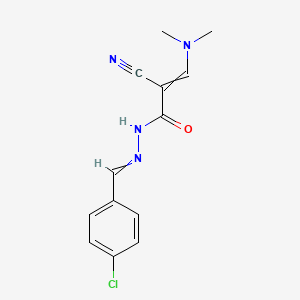 molecular formula C13H13ClN4O B1352259 N-[(4-chlorophenyl)methylideneamino]-2-cyano-3-(dimethylamino)prop-2-enamide 
