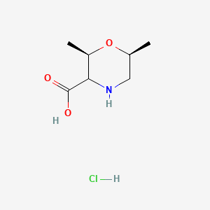 molecular formula C7H14ClNO3 B13522747 (2R,6S)-2,6-dimethylmorpholine-3-carboxylicacidhydrochloride 