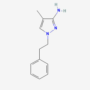 molecular formula C12H15N3 B13522751 4-Methyl-1-phenethyl-1h-pyrazol-3-amine 