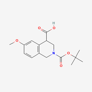 molecular formula C16H21NO5 B13522778 2-[(Tert-butoxy)carbonyl]-6-methoxy-1,2,3,4-tetrahydroisoquinoline-4-carboxylic acid 