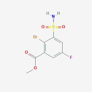 molecular formula C8H7BrFNO4S B13522817 Methyl 2-bromo-5-fluoro-3-sulfamoylbenzoate 