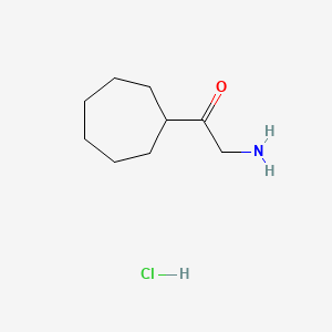 molecular formula C9H18ClNO B13523041 2-Amino-1-cycloheptylethan-1-onehydrochloride 