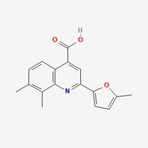 molecular formula C17H15NO3 B1352305 7,8-二甲基-2-(5-甲基呋喃-2-基)喹啉-4-羧酸 CAS No. 725687-85-4