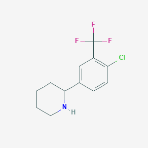 molecular formula C12H13ClF3N B13523057 2-[4-Chloro-3-(trifluoromethyl)phenyl]piperidine CAS No. 526182-97-8