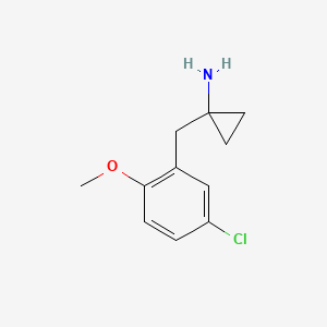 molecular formula C11H14ClNO B13523068 1-(5-Chloro-2-methoxybenzyl)cyclopropan-1-amine 