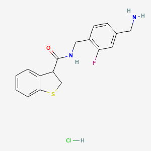 molecular formula C17H18ClFN2OS B13523085 N-{[4-(aminomethyl)-2-fluorophenyl]methyl}-2,3-dihydro-1-benzothiophene-3-carboxamide hydrochloride 