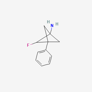 molecular formula C11H12FN B13523260 2-Fluoro-3-phenylbicyclo[1.1.1]pentan-1-amine 