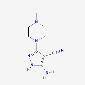 molecular formula C9H14N6 B13523277 3-amino-5-(4-methyl-1-piperazinyl)-1H-pyrazole-4-carbonitrile 