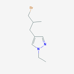 molecular formula C9H15BrN2 B13523312 4-(3-Bromo-2-methylpropyl)-1-ethyl-1h-pyrazole 