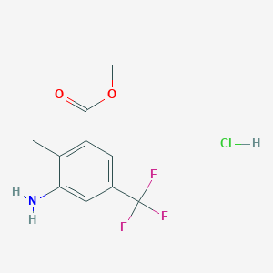 molecular formula C10H11ClF3NO2 B13523383 Methyl3-amino-2-methyl-5-(trifluoromethyl)benzoatehydrochloride 