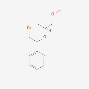 molecular formula C13H19BrO2 B13523545 1-(2-Bromo-1-((1-methoxypropan-2-yl)oxy)ethyl)-4-methylbenzene 