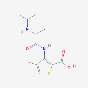 molecular formula C12H18N2O3S B13523600 4-Methyl-3-{2-[(propan-2-yl)amino]propanamido}thiophene-2-carboxylic acid 