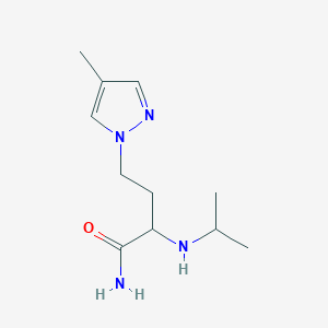 molecular formula C11H20N4O B13523686 2-(Isopropylamino)-4-(4-methyl-1h-pyrazol-1-yl)butanamide 