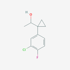 molecular formula C11H12ClFO B13523818 1-[1-(3-Chloro-4-fluorophenyl)cyclopropyl]ethan-1-ol 